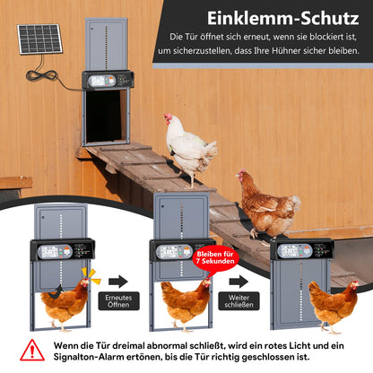 CHAMUTY Solar Hühnerklappe Automatisch - Grau Aluminium