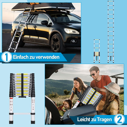 Cecaylie 4,4m Teleskopleiter Aluminium - 150 kg Belastbarkeit