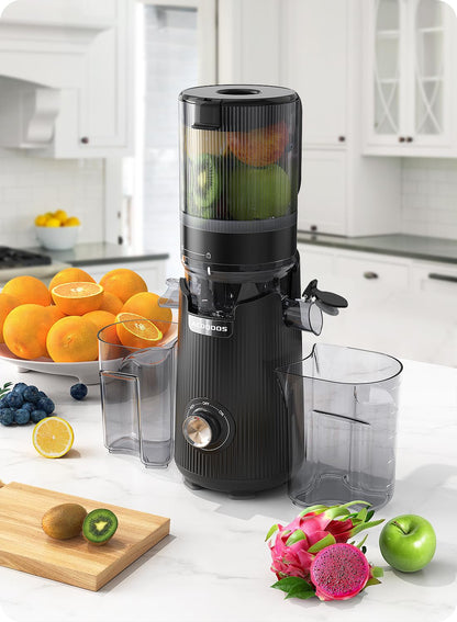 ACOQOOS Slow Juicer für ganze Früchte, 1.8L – Schwarz
