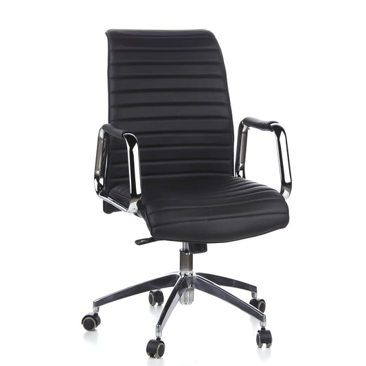 hjh OFFICE ASPERA 10 Chefsessel 600910 Leder Schwarz: Hohe Rückenlehne. Für ergonomisches Sitzen am Büroschreibtisch.