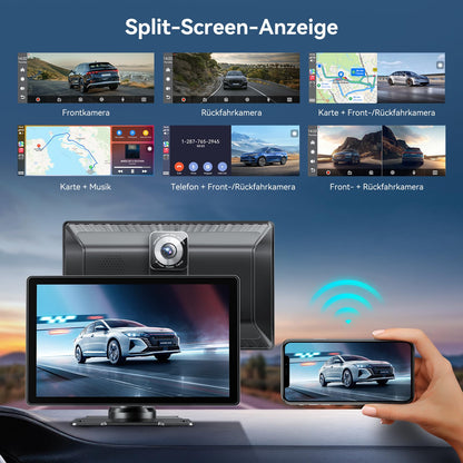 Carpeer 9 Zoll CarPlay Android Auto Display mit 4K Kamera