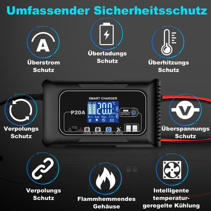 HTRC P20A Autobatterie Ladegerät 12V/24V für LiFePO4 & Blei-Säure