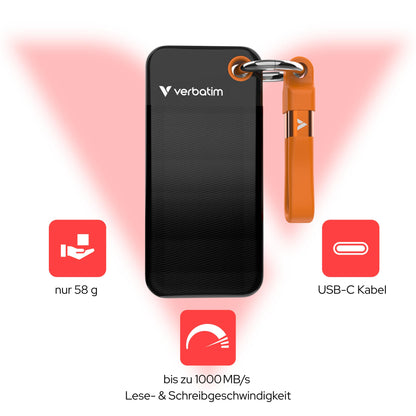 Verbatim Pocket SSD Externe SSD - 1 TB Schwarz/Orange