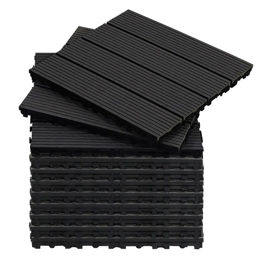 CCLIFE WPC Terrassen- & Balkonfliesen Klick 30x30 cm – Dunkelgrau. Verwendet als Bodenbelag für Terrassen & Balkone.