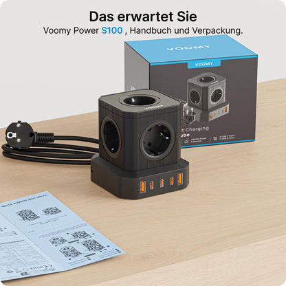 VOOMY Mehrfachsteckdose mit USB Ladestation - 100 Watt