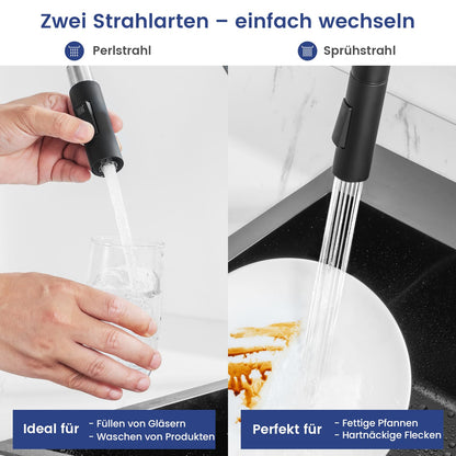 CECIPA SOFETIY SERIE Küchenarmatur Matt Schwarz Ausziehbar Hochdruck