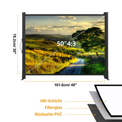 Beamer Leinwand mit Ständer tragbar – 50 Zoll 4:3 Matt