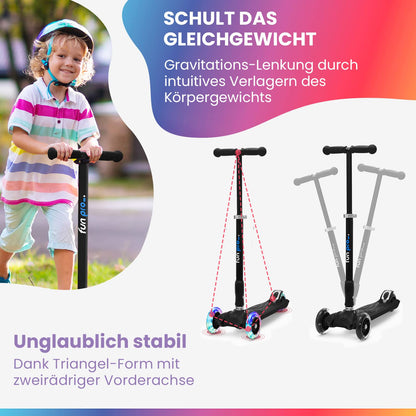 fun pro Two Kinder Tretroller – LED Räder, faltbar, ab 6 Jahre
