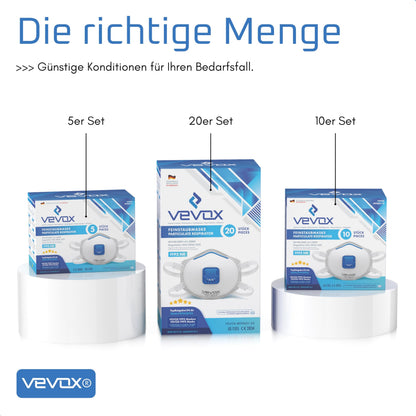 VEVOX FFP3 Atemschutzmaske mit Ventil – 5er, 10er oder 20er Set