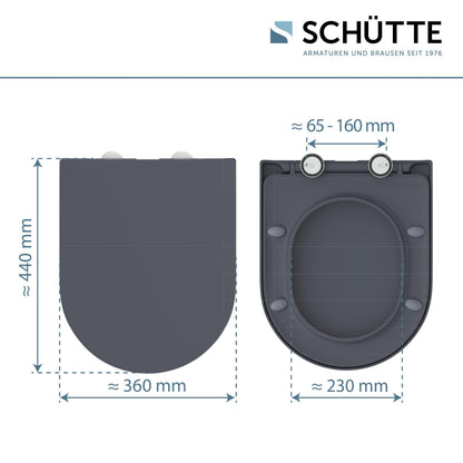 Schütte WC-Sitz D-Form mit Absenkautomatik, Duroplast, Anthrazit