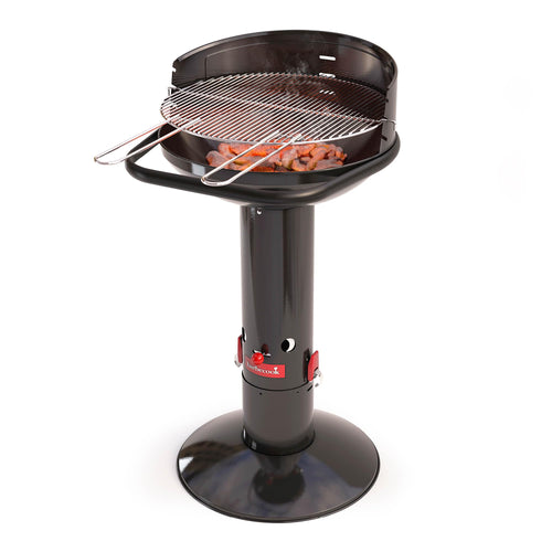 Barbecook Loewy 50 Holzkohlegrill mit Windschutz Schwarz: Schwarzer Grill mit Windschutz, zum Grillen von Speisen mit Holzkohle.