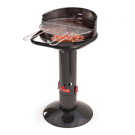 Barbecook Loewy 50 Holzkohlegrill mit Windschutz Schwarz: Schwarzer Grill mit Windschutz, zum Grillen von Speisen mit Holzkohle.