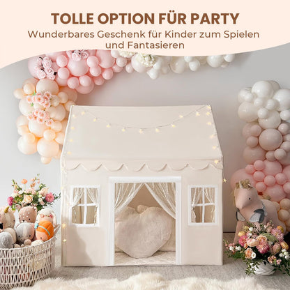 Tiny Land Kinder Spielzelt Indoor - Prinzessin mit Matte & Lichtern