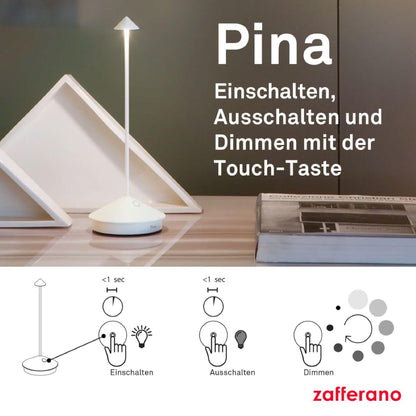Zafferano Pina Tischlampe kabellos wiederaufladbar - Corten