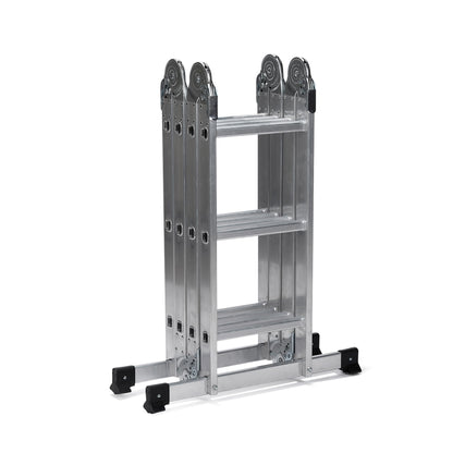 hjh OFFICE 801202 SOLID W3 Mehrzweckleiter - 12 Stufen, Silber