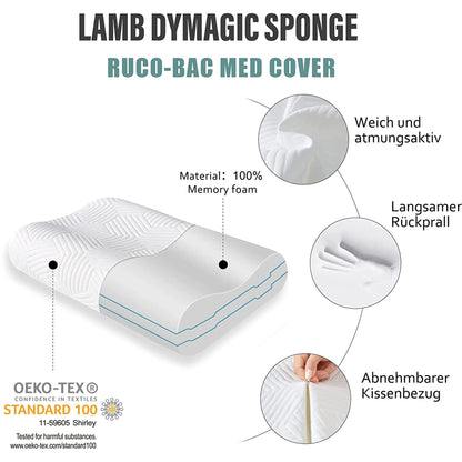 LAMB Ergonomisches Memory Foam Nackenkissen Höheneinstellbar - 2er Set