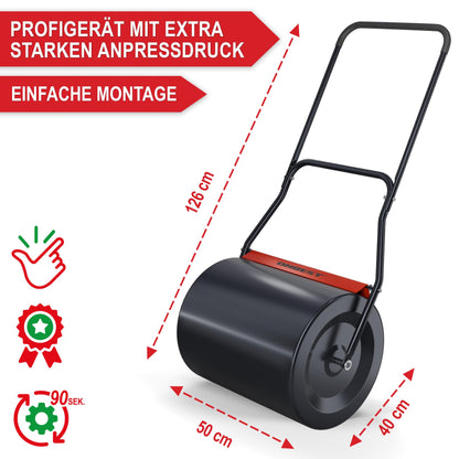 ONBEST Profi Rasenwalze aus Stahl, 60 Liter, befüllbar