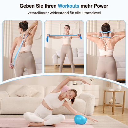 Vanlgs Pilates Set 13-teilig mit Ring, Ball und Widerstandsbändern