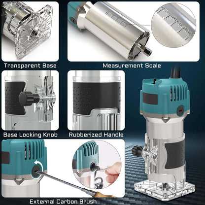 Profi Oberfräse 800W – Holzfräse mit 15-tlg. Fräserset