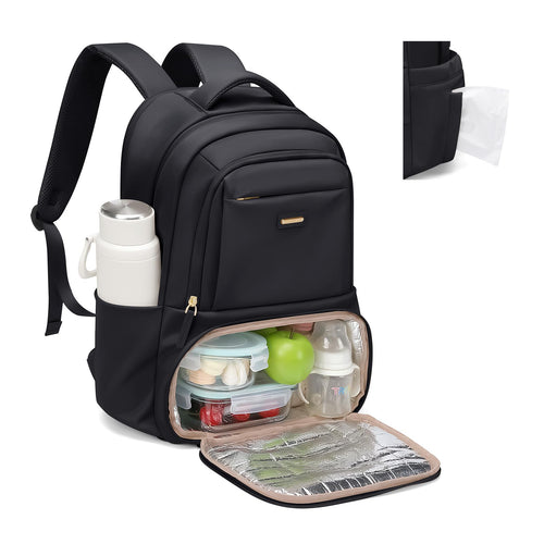 GOLF SUPAGS Lunch Rucksack mit Kühlfach, 16 Zoll Laptopfach, Schwarz, Polyester, verstellbare Schultergurte