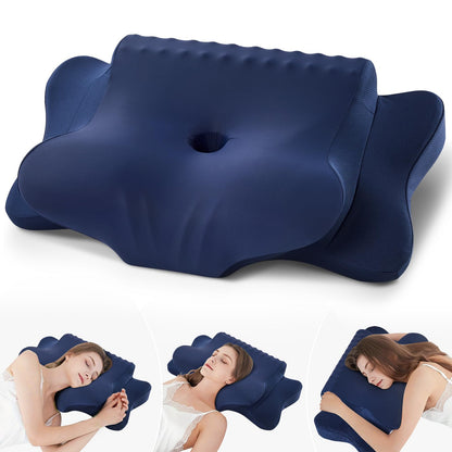 FAIORD Nackenkissen Memory Foam, ergonomisches Kopfkissen mit atmungsaktivem abnehmbarem Bezug