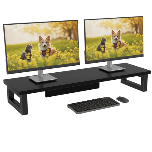 OYRREU Monitorerhöhung CS006 für 2 Monitore, 91x26 cm, schwarz