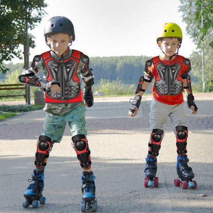 Fansport Motorrad Schutzjacke Kinder, 5-teiliges Protektoren-Set, Rot