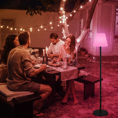 Ecvivk Solar LED Stehlampe RGB dimmbar IP65 höhenverstellbar
