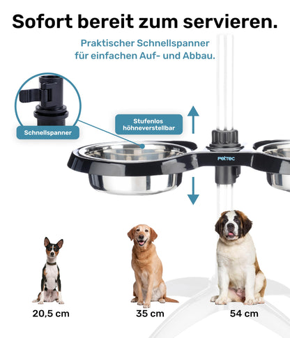 PetTec Hundenapf erhöht grosse Hunde - 2x 2.5L Schwarz