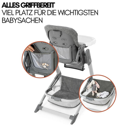 hauck Grow Up Baby Hochstuhl mit Liegefunktion - Grau Melange