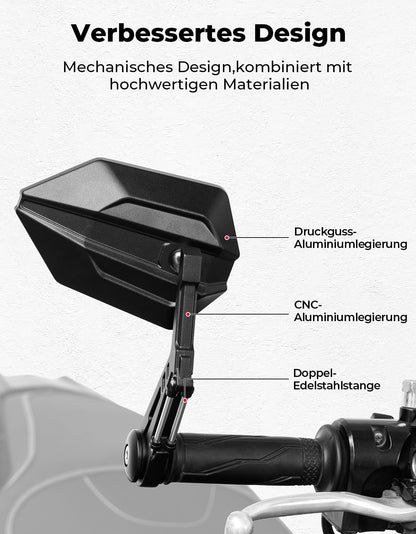 KEMIMOTO Lenkerendenspiegel Motorrad 2 Stück, E-geprüft, 22 mm