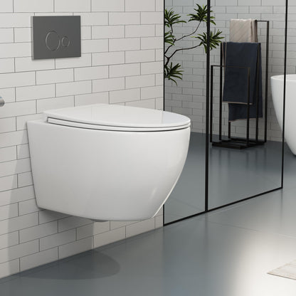 HOROW Hänge-WC Set D-Form 52 cm – Absenkautomatik WC-Sitz