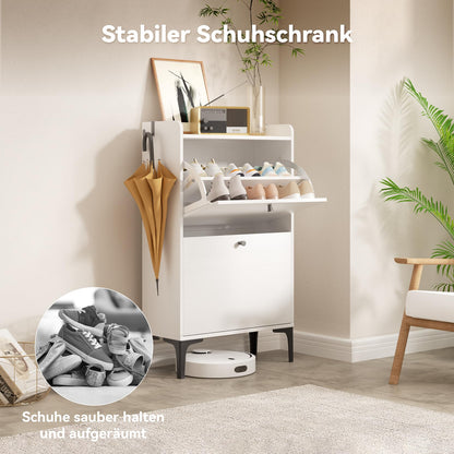 Dripex Schuhschrank weiss, 2 Flip-Schubladen, schmal