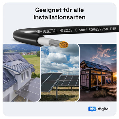 HB-DIGITAL Solarkabel H1Z2Z2-K - 300m 6mm² Schwarz
