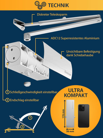 NAPOLEON N-1000 Automatischer Türschliesser Grösse 3 – Weiss