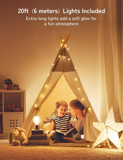 besrey Tipi Kinderzelt Spielzelt – Baumwolle Indoor Outdoor Lichter Matte