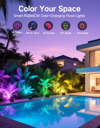 OUTON Smart LED Flutlicht Gartenbeleuchtung – 24W 4er Set