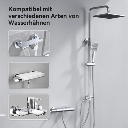 Auralum Duschgarnitur Regendusche Quadratisch 25x25cm ohne Armatur