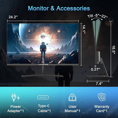 Minifire 27 Zoll FHD IPS Monitor - rahmenlos Schwarz 100Hz USB-C