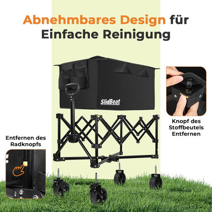 SLIDBEAT XL Faltbarer Bollerwagen 120L - All Terrain Räder
