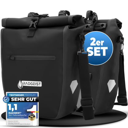 RADGEIST Gepäckträgertasche RG-PB wasserdicht, 20 L, schwarz, 2er-Set