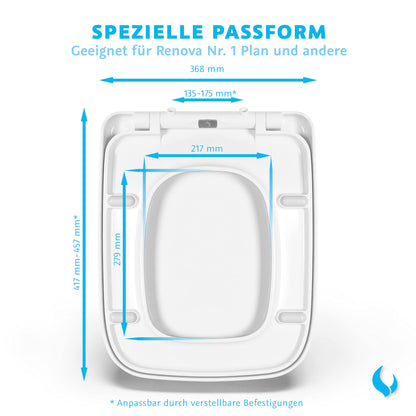 Bullseat WC Sitz eckig für Keramag Renova Nr. 1 Plan - Weiss Softclose