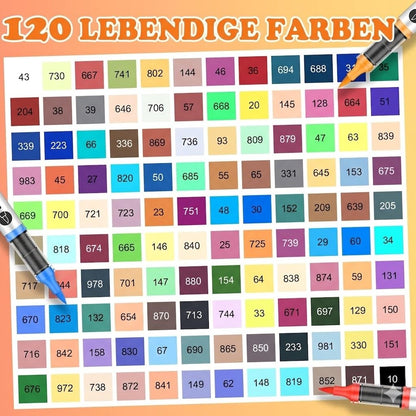 Vozuna Acrylstifte Set, 120 Farben, wasserfest, Pinselspitze