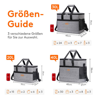 Lifewit Kühltasche 40 L faltbar, Thermotasche für 60 Dosen, Grau