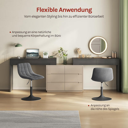 WOLTU Schminkhocker BH300dgr-1, höhenverstellbar, Samt, Dunkelgrau