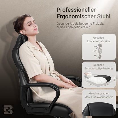 BASETBL Chefsessel Ergonomisch 150kg – PU Leder Schwarz
