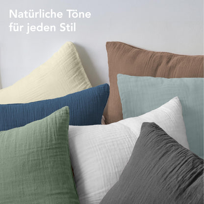 Dreamzie Musselin Bettwäsche 2er-Set 135x200 cm Dunkelgrau