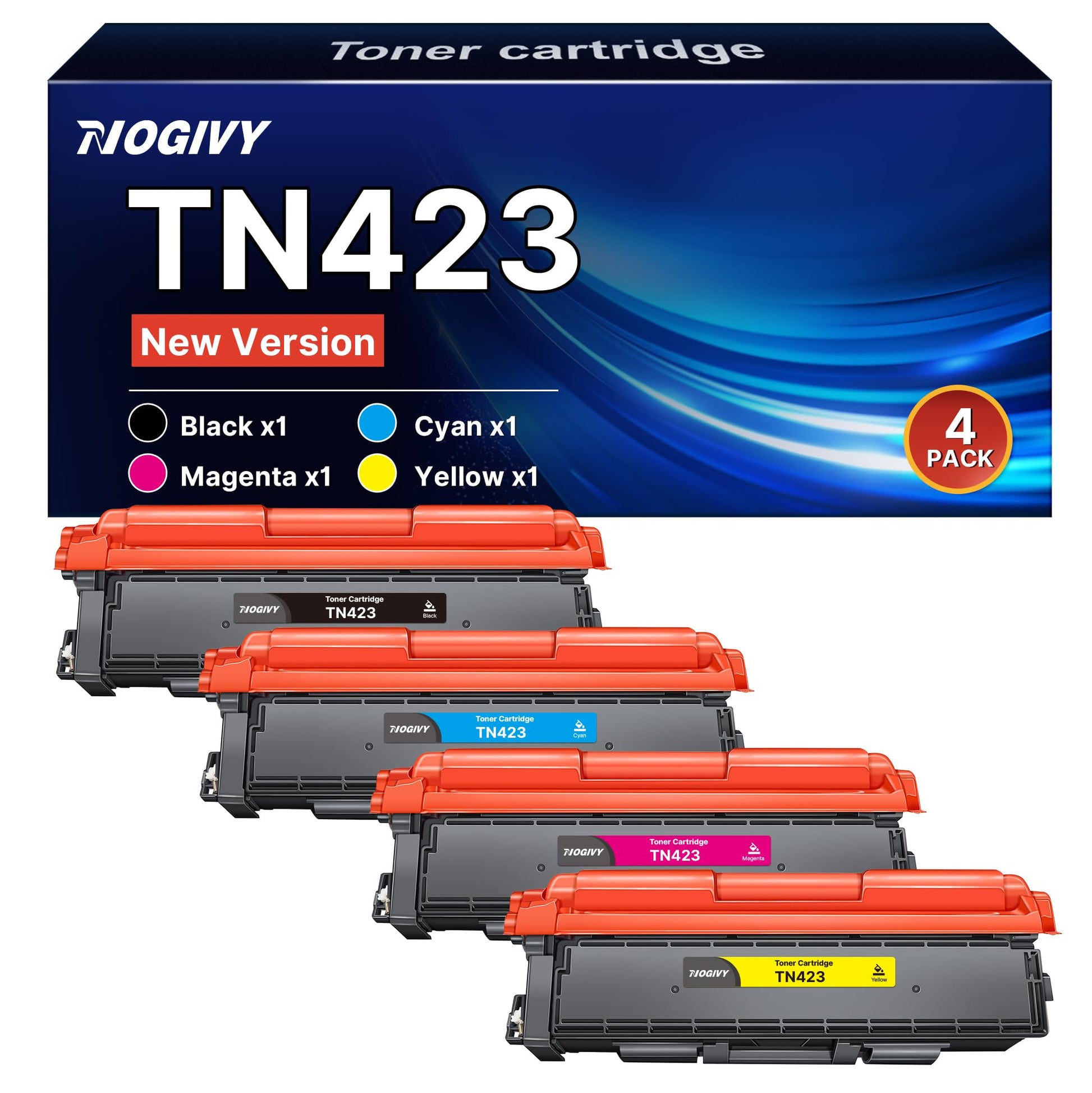 NOGIVY TN-423 Toner Set kompatibel für Brother MFC-L8690CDW, 4er-Pack in Schwarz, Cyan, Magenta und Gelb