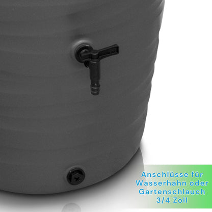 YourCasa Regentonne 240 Liter Wave Design mit Wasserhahn, Grau