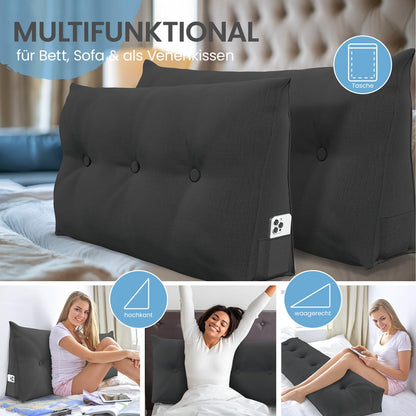 ELONEO Rückenkissen Lesekissen Keilkissen für Bett Sofa - 180 cm